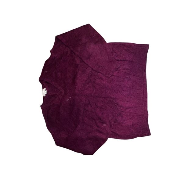 Vintage LL Bean Men Sweater M 100% Lambswool Wool V Neck Maroon Made In Scotland - Picture 4 of 7